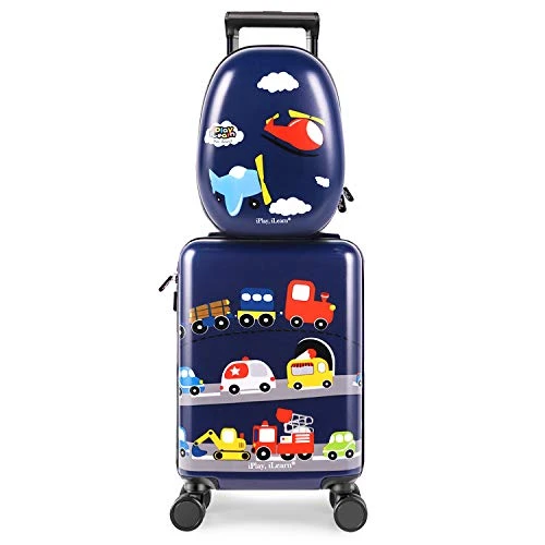 IPlay, ILearn Kids Carry On Luggage Set, 18" Hardside Rolling Suitcase W/ Spinner Wheels, Hard Shell Travel Luggage W/ Backpack For Boys Toddlers Children 3 IPlay, ILearn Kids Carry On Luggage Set, 18" Hardside Rolling Suitcase W/ Spinner Wheels, Hard Shell Travel Luggage W/ Backpack For Boys Toddlers Children