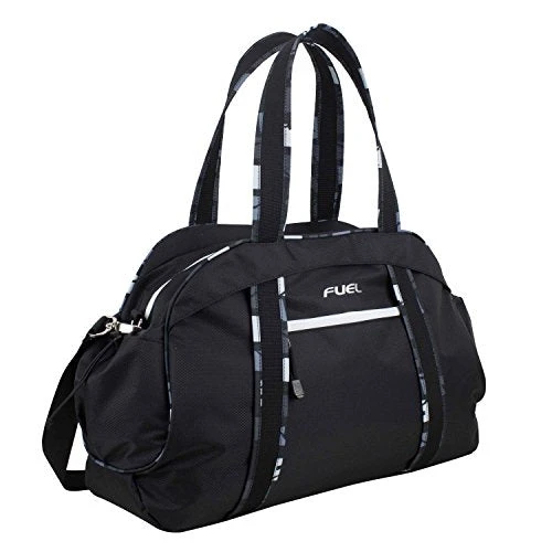 Fuel Sport Carryall Duffel For Gym, Travel Or Weekend Gateway, Black With White Zippers 3 Fuel Sport Carryall Duffel For Gym, Travel Or Weekend Gateway, Black With White Zippers