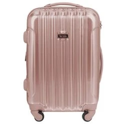 Kensie Women's Alma Hardside Spinner Luggage, Rose Gold, Carry-On 20-Inch
