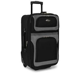 U.S. Traveler New Yorker Lightweight Softside Expandable Travel Rolling Luggage Set, Black/Grey, 4-Piece (15/21/25/29) -Travelpro Eagle Store 41VvVJKT95L