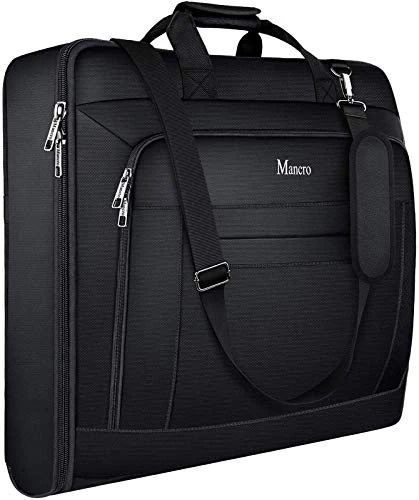 Garment Bags For Travel, Carry On Garment Bag For Business Trips With Shoulder Strap, Mancro Waterproof Foldable Luggage Hanging Suit Bags Gift For Men Women, 2 In 1 Suitcase For Coats, Suits (Black) 3 Garment Bags For Travel, Carry On Garment Bag For Business Trips With Shoulder Strap, Mancro Waterproof Foldable Luggage Hanging Suit Bags Gift For Men Women, 2 In 1 Suitcase For Coats, Suits (Black)