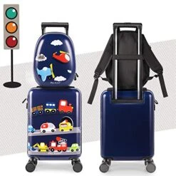 IPlay, ILearn Kids Carry On Luggage Set, 18" Hardside Rolling Suitcase W/ Spinner Wheels, Hard Shell Travel Luggage W/ Backpack For Boys Toddlers Children 13 IPlay, ILearn Kids Carry On Luggage Set, 18" Hardside Rolling Suitcase W/ Spinner Wheels, Hard Shell Travel Luggage W/ Backpack For Boys Toddlers Children -Travelpro Eagle Store 517EP7h dUL