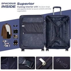 Coolife Luggage Suitcase Expandable (only 28”) ABS+PC Spinner Suitcase With TSA Lock Carry On 20 In 24in 28in -Travelpro Eagle Store 51NIWw4CLmL