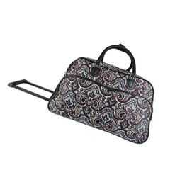Tribal Paisley Floral Medallion Design Rolling Lightweight Carry On Duffel Bag, Lush Modern -Travelpro Eagle Store 51Pd7judy4L
