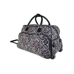 Tribal Paisley Floral Medallion Design Rolling Lightweight Carry On Duffel Bag, Lush Modern -Travelpro Eagle Store 51bWmudbPqL